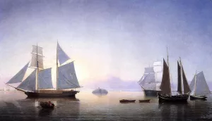 Becalmed off Halfway Rock by Fitz Hugh Lane - Oil Painting Reproduction