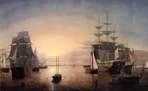 Boston Harbor at Sunset by Fitz Hugh Lane - Oil Painting Reproduction