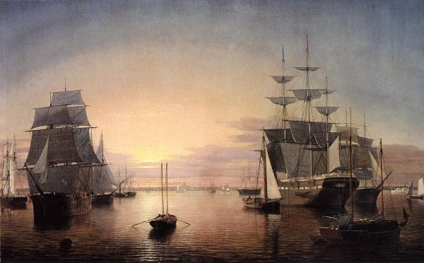 Boston Harbor at Sunset by Fitz Hugh Lane - Hand-Painted Oil Painting Reproduction
