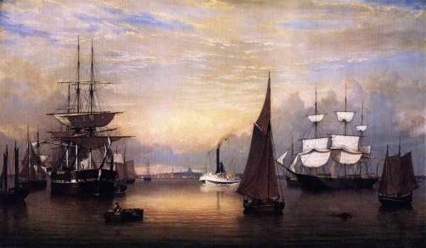 Boston Harbor III by Fitz Hugh Lane - Hand-Painted Oil Painting Reproduction