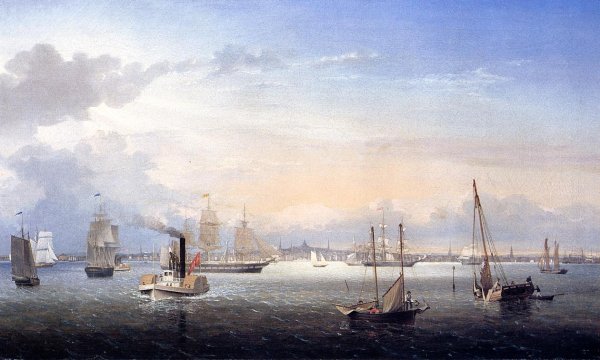 Boston Harbor by Fitz Hugh Lane - Hand-Painted Oil Painting Reproduction