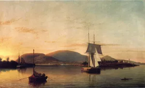 Camden Mountains from the South Entrance to the Harbor by Fitz Hugh Lane Oil Painting