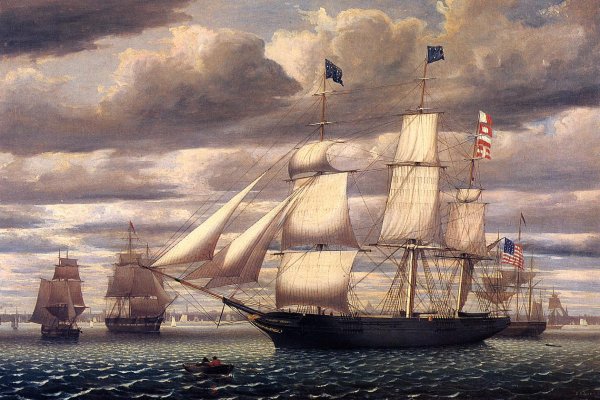 Clipper Ship 'Southern Cross' Leaving Boston Harbor by Fitz Hugh Lane - Hand-Painted Oil Painting Reproduction