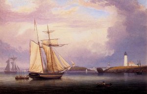 Drying Sails off Ten Pound Island by Fitz Hugh Lane Oil Painting