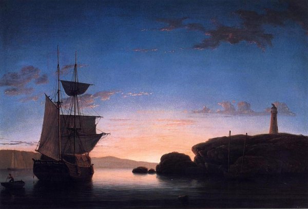 Fishing Party by Fitz Hugh Lane - Hand-Painted Oil Painting Reproduction