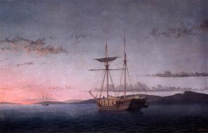 Lumber Schooners at Evening on Penobscot Bay by Fitz Hugh Lane Oil Painting