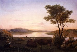 New England Inlet with Self Portrait by Fitz Hugh Lane Oil Painting