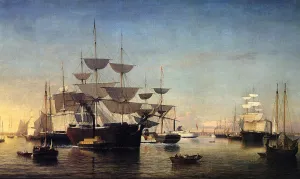 New York Harbor by Fitz Hugh Lane Oil Painting