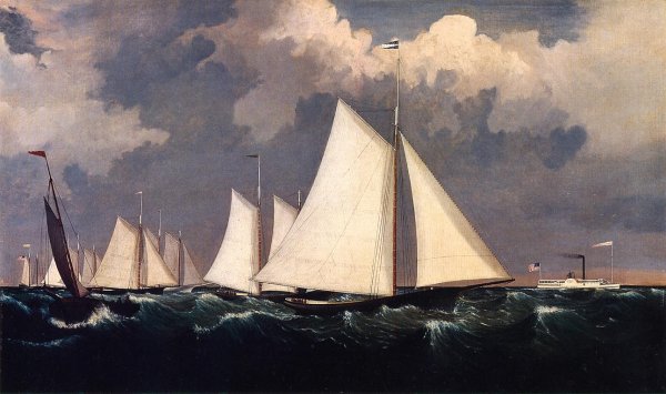 New York Yacht Club Regatta II by Fitz Hugh Lane - Hand-Painted Oil Painting Reproduction