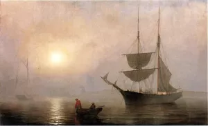 Ship in a Fog, Gloucester Harbor by Fitz Hugh Lane - Oil Painting Reproduction