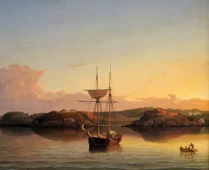 Stage Rocks and Western Shore of Gloucester Outer Harbor painting by Fitz Hugh Lane