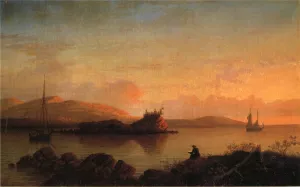 Sunrise on the Maine Coast, Mount Desert Island by Fitz Hugh Lane Oil Painting