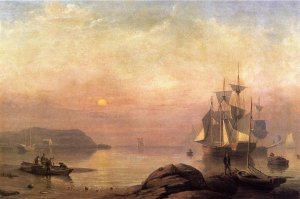 Sunrise through Mist by Fitz Hugh Lane Oil Painting