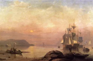 Sunrise through Mist by Fitz Hugh Lane Oil Painting