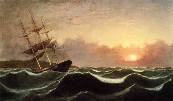 Sunset after Storm by Fitz Hugh Lane - Hand-Painted Oil Painting Reproduction