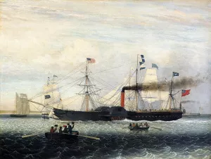 The Britannia Entering Boston Harbor by Fitz Hugh Lane - Oil Painting Reproduction