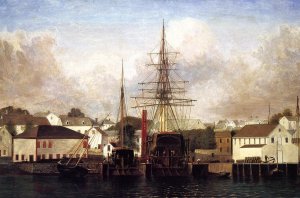 Three-Master on the Gloucester Railway by Fitz Hugh Lane Oil Painting