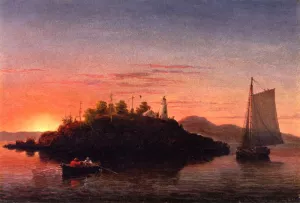 View of Camden Mountains from Penobscot Bay painting by Fitz Hugh Lane