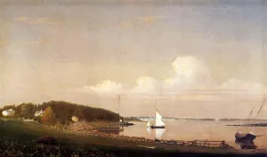 View of Gloucester from 'Brookbank,' the Sawyer Homestead by Fitz Hugh Lane Oil Painting