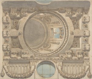 Architectural Design for a Ceiling with a Dome by Flaminio Innocenzo Minozzi Oil Painting