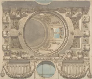 Architectural Design for a Ceiling with a Dome by Flaminio Innocenzo Minozzi Oil Painting