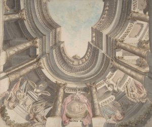 Design for a Trompe L'Oeil Ceiling by Flaminio Innocenzo Minozzi Oil Painting