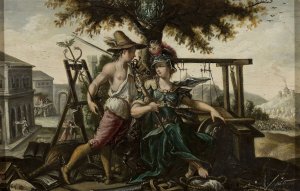 Allegory of France with Athena and Hermes by Flemish Painter Oil Painting