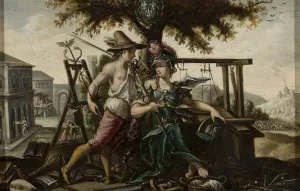 Allegory of France with Athena and Hermes by Flemish Painter Oil Painting