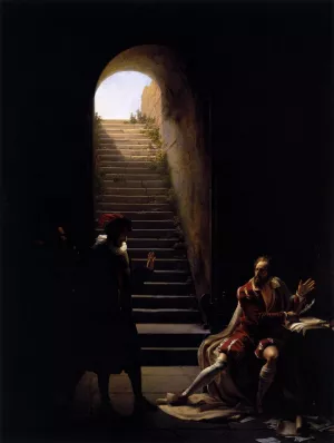 Montaigne and Tasso Oil painting by Fleury- Francois Richard