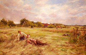 Wake Up You Lazy Boy Oil painting by Florence A. Saltmer