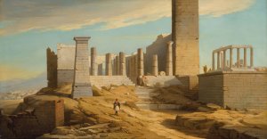 View of Greek classical ruins by Florent Mols Oil Painting