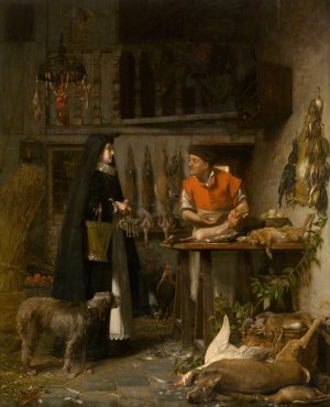 Market Scene in the 17th Century by Florent Willems Oil Painting