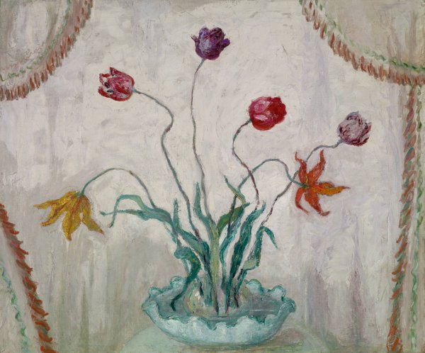 Bowl of Tulips  by Florine Stettheimer - Hand-Painted Oil Painting Reproduction