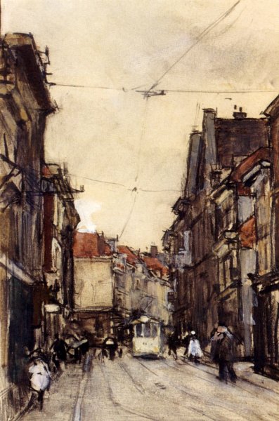 Main Product Photo of A Busy Street, The Hague Painting by Floris Arntzenius