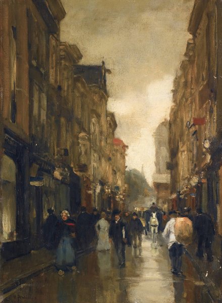 Main Product Photo of Figures In The Spuistraat, The Hague Painting by Floris Arntzenius