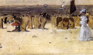 Figures On The Beach, Scheveningen by Floris Arntzenius - Oil Painting Reproduction