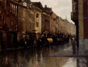 Figures On The Noordeinde, The Hague painting by Floris Arntzenius