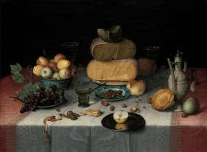 Still Life with Cheese by Floris Claesz Van Dijck Oil Painting