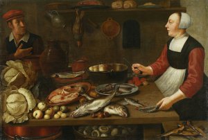 Kitchen interior by Floris Van Schooten Oil Painting