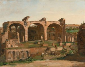 Basilica Of Constantine In The Roman Forum by Follower Of Jean-Baptiste-Camille Corot Oil Painting
