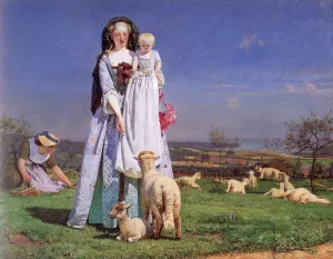 The Pretty Baa-Lambs by Ford Madox Brown - Oil Painting Reproduction
