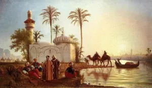 Evening Smoke by the Mosque painting by Fortunato Arriola