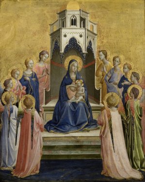 Madonna and Child Enthroned and Twelve Angels by Fra Angelico Oil Painting