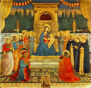 Madonna with the Child, Saints and Crucifixion by Fra Angelico Oil Painting