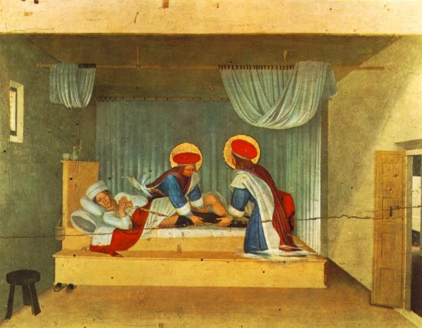 Main Product Photo of The Healing of Justinian by Saint Cosmas and Saint Damian Painting by Fra Angelico