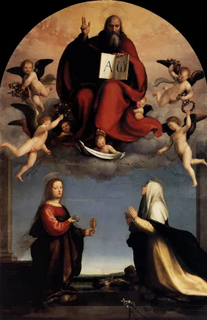 God the Father with Sts Catherine of Siena and Mary Magdalene by Fra Bartolomeo Oil Painting