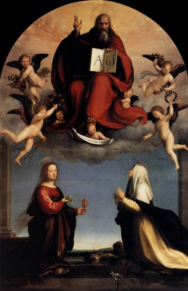 God the Father with Sts Catherine of Siena and Mary Magdalene by Fra Bartolomeo - Hand-Painted Oil Painting Reproduction