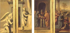 The Annunciation front, Circumcision and Nativity Back by Fra Bartolomeo Oil Painting
