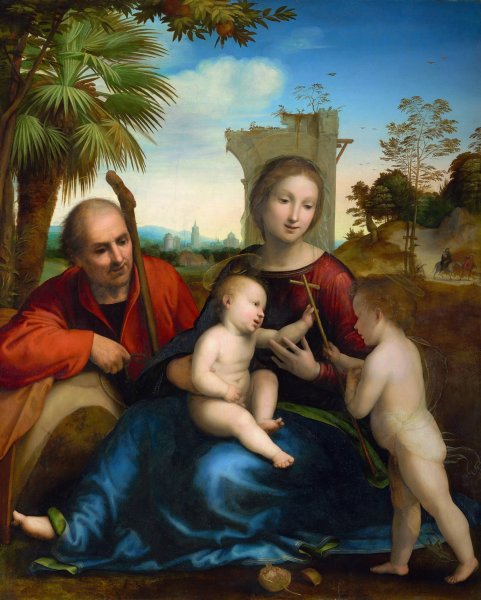 The Rest on the Flight into Egypt with Saint John the Baptist  by Fra Bartolomeo - Hand-Painted Oil Painting Reproduction