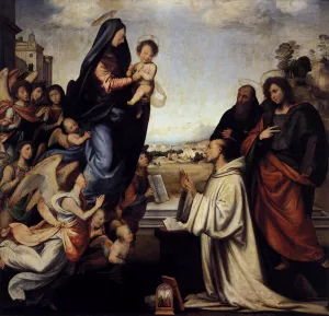 Vision of St Bernard with Sts Benedict and John the Evangelist Oil painting by Fra Bartolomeo